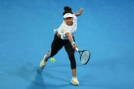 Naomi Osaka pictured during a practice session at the 2024 Australian Open